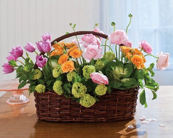 Faux Flower Easter Basket