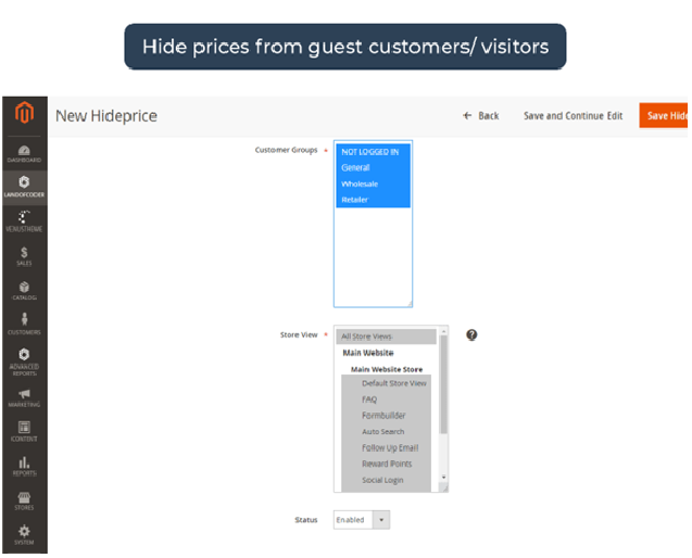 Hide price from guest customers